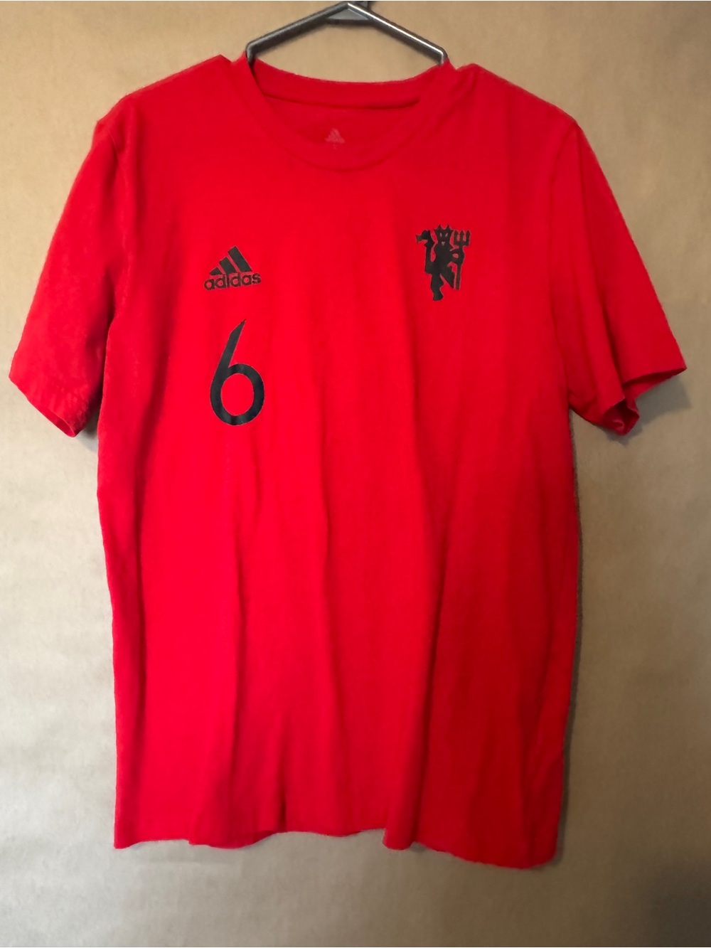 adidas Men’s Pogba Red Soccer Jersey with Black Accents